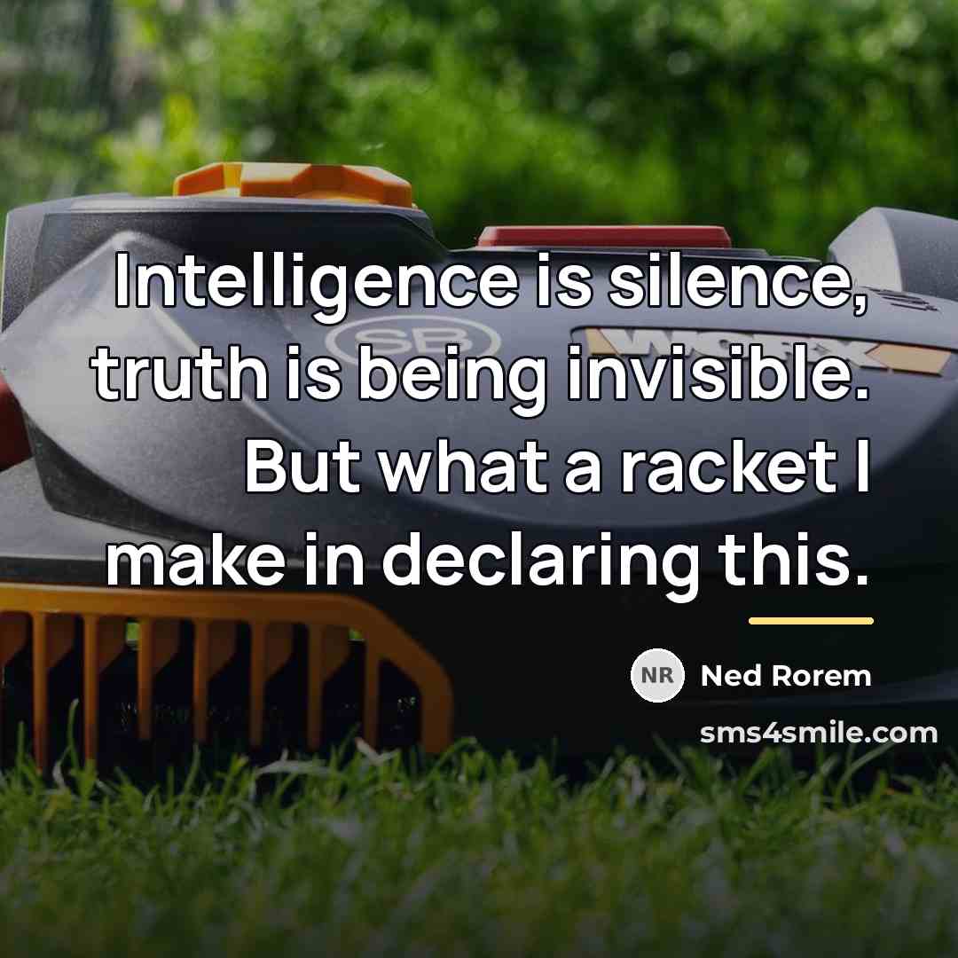 “Intelligence is silence, truth is being invisible. But what a…” quote by Ned Rorem
