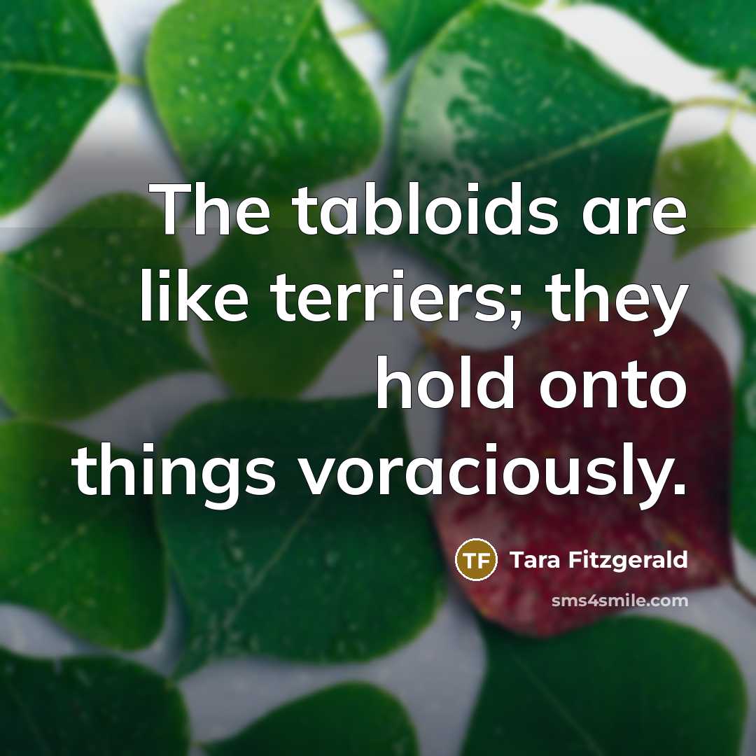 “The tabloids are like terriers; they hold onto things voraciously.…” quote by Tara Fitzgerald