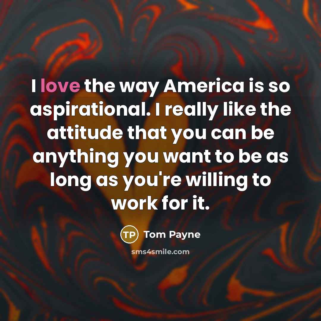 “I love the way America is so aspirational. I really…” quote by Tom Payne