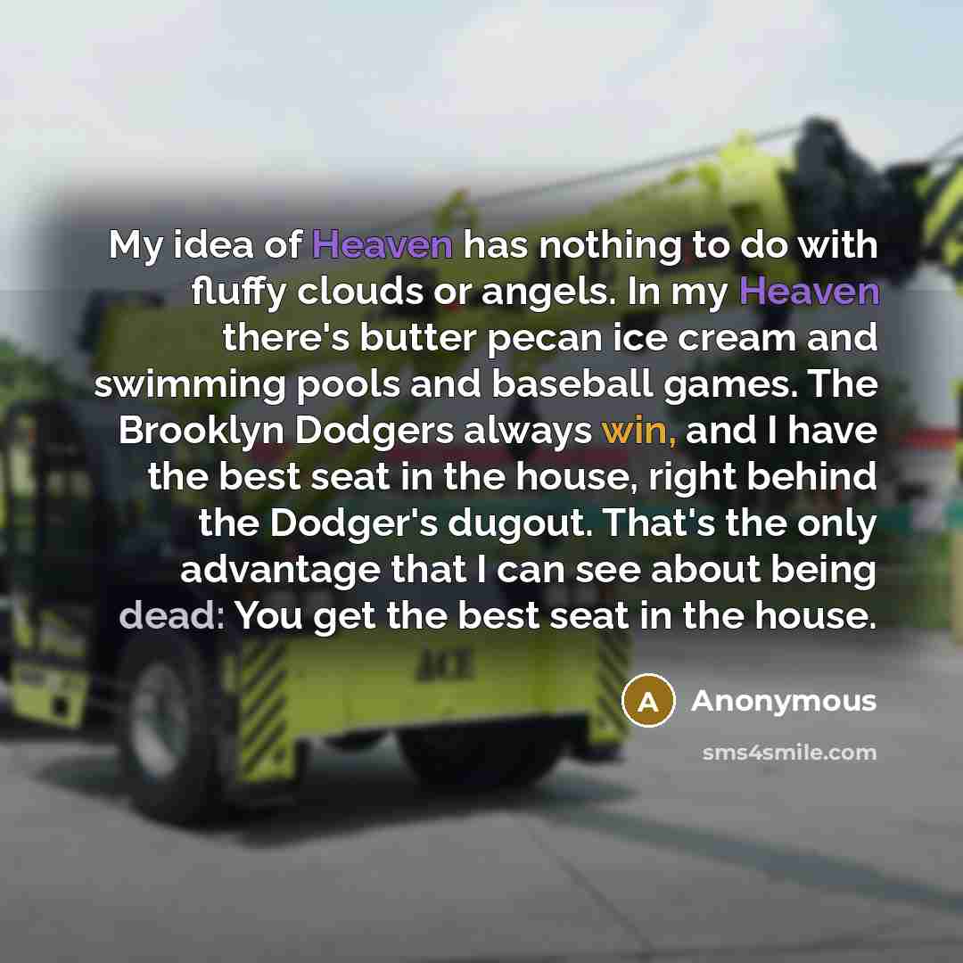 “My idea of Heaven has nothing to do with fluffy…” quote by Anonymous