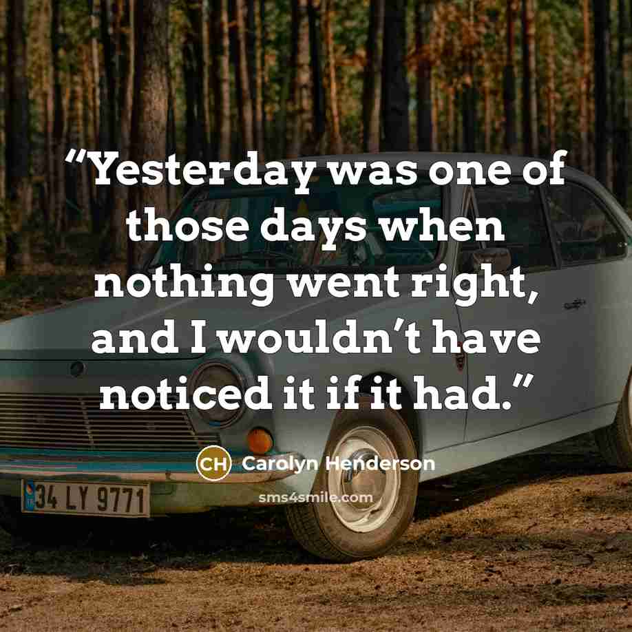 “Yesterday was one of those days when nothing went right, and I wouldn’t have noticed it if it had.” quote by Carolyn Henderson
