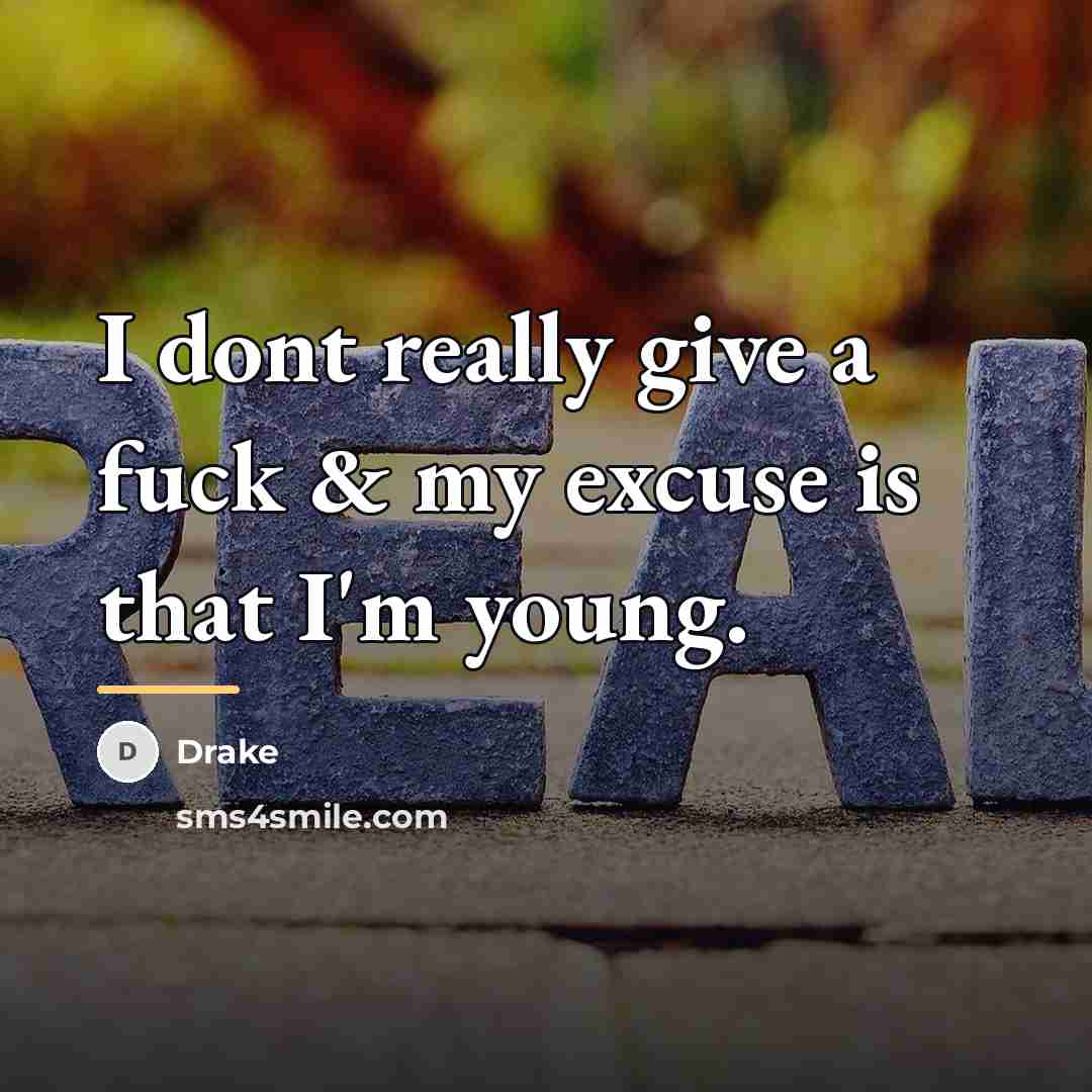 “I dont really give a fuck & my excuse is…” quote by Drake