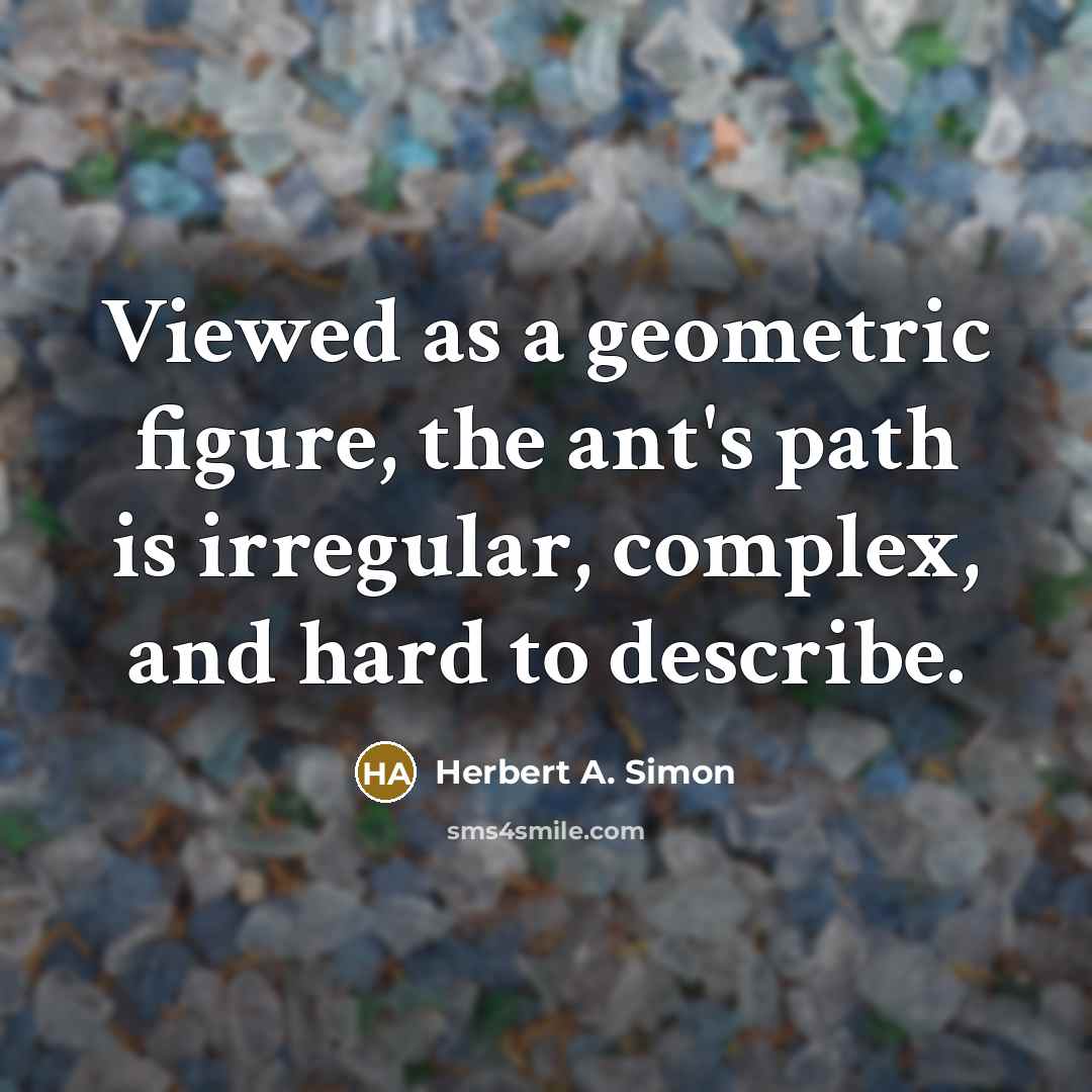 “Viewed as a geometric figure, the ant's path is irregular,…” quote by Herbert A. Simon