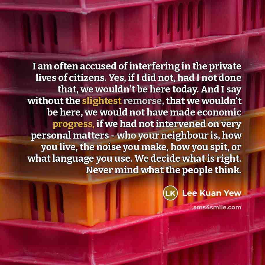 “I am often accused of interfering in the private lives…” quote by Lee Kuan Yew