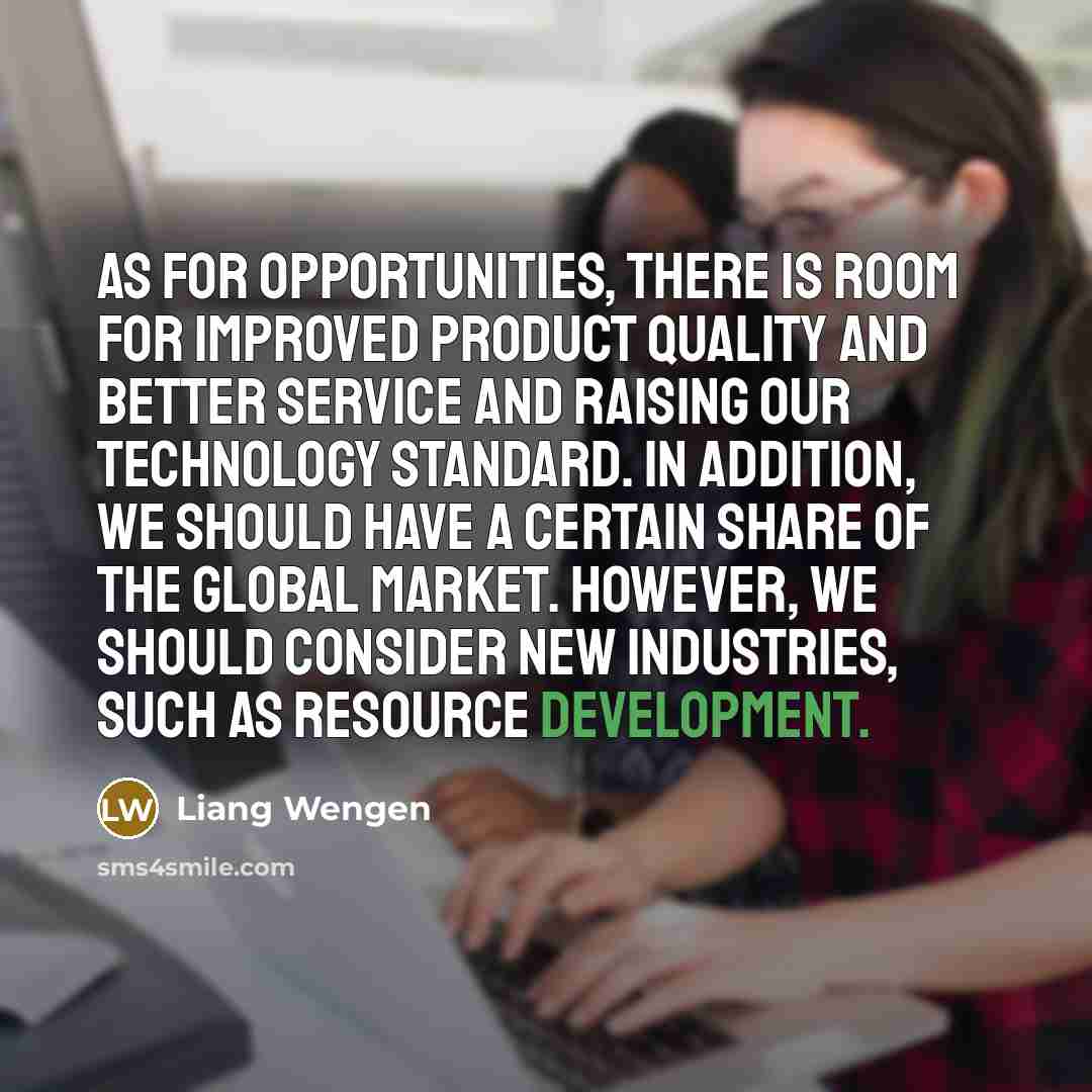 “As for opportunities, there is room for improved product quality…” quote by Liang Wengen