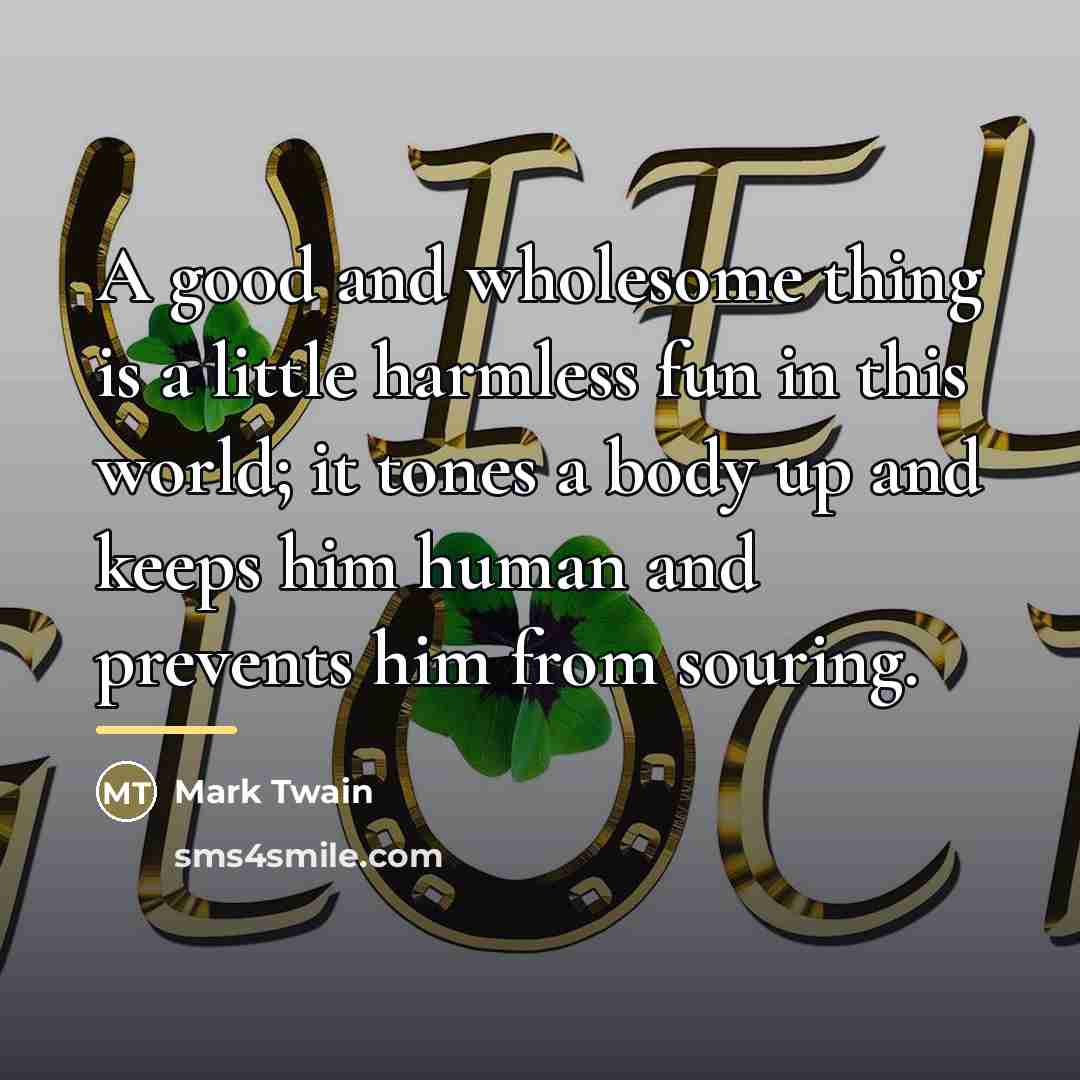 “A good and wholesome thing is a little harmless fun…” quote by Mark Twain