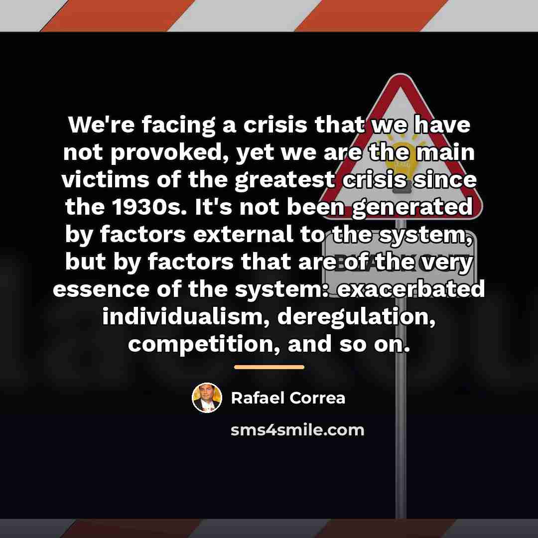 “We're facing a crisis that we have not provoked, yet…” quote by Rafael Correa
