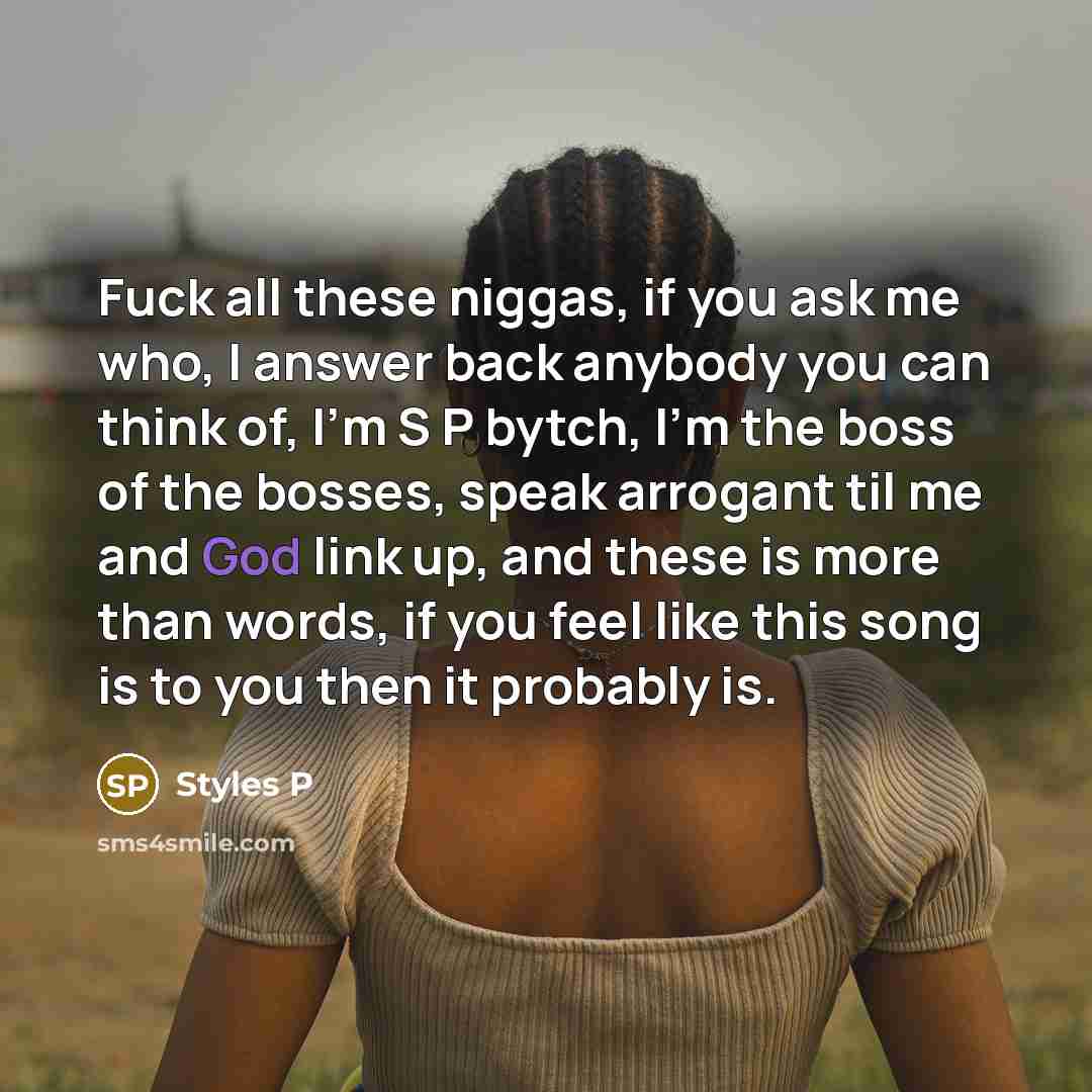 “Fuck all these niggas, if you ask me who, I…” quote by Styles P