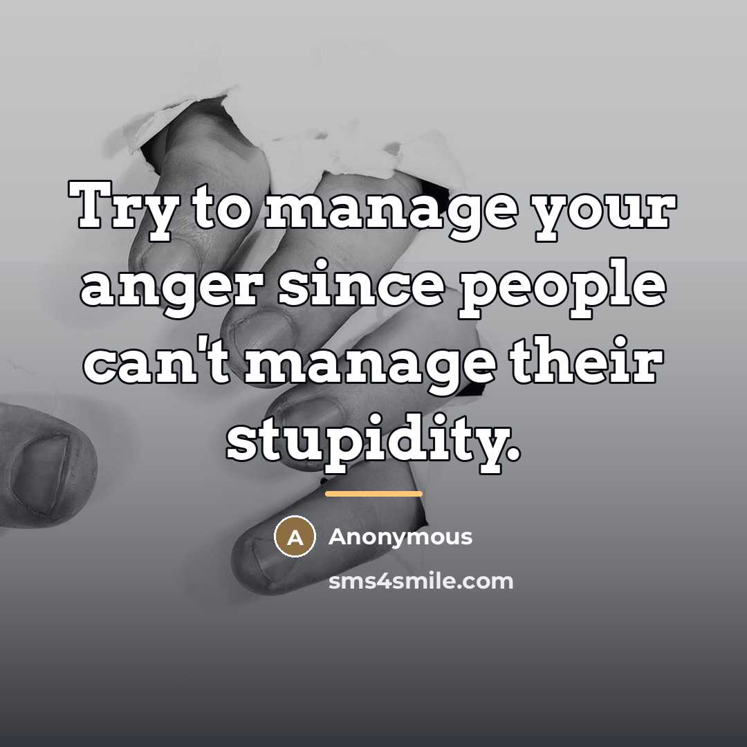 “Try to manage your anger since people can't manage their…” quote by Anonymous