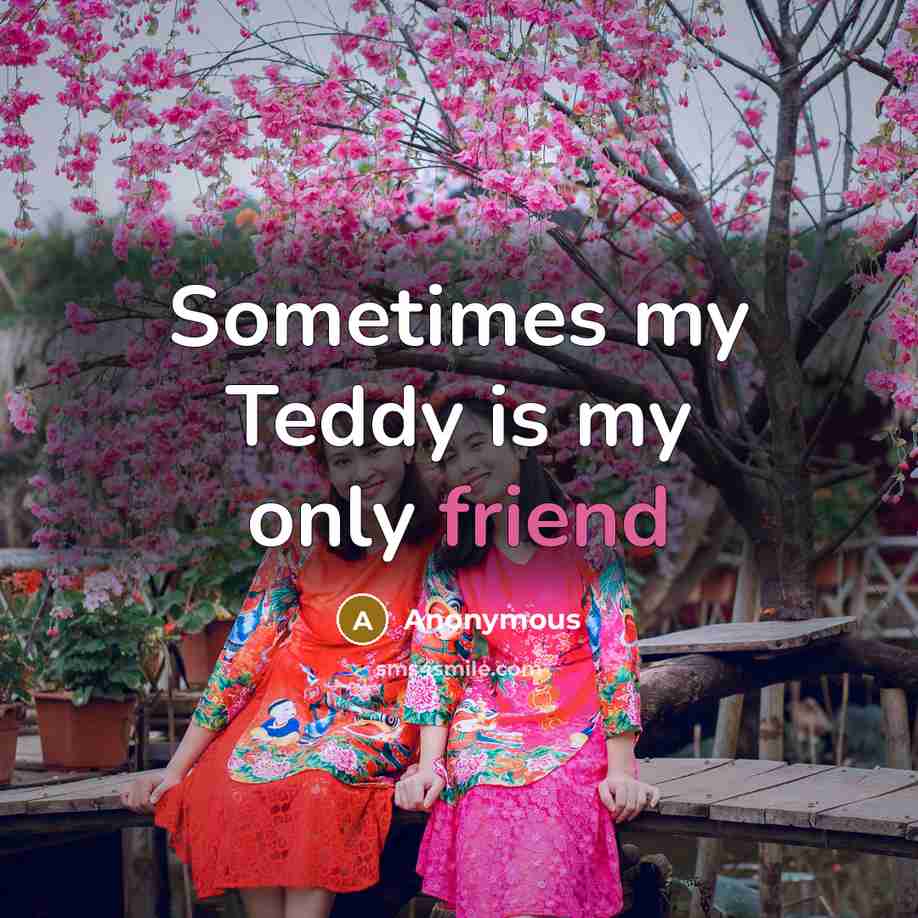 “Sometimes my Teddy is my only friend” quote by Anonymous