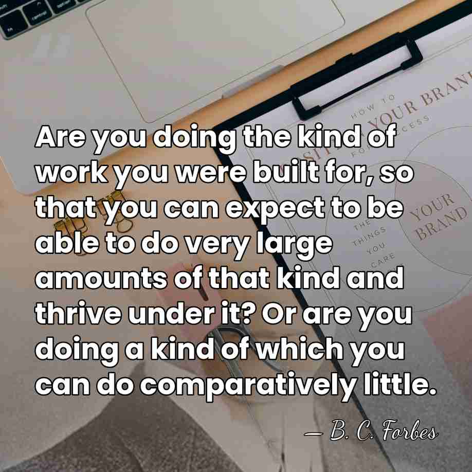 Are you doing the kind of work you were built for, so&hellip; - B. C. Forbes