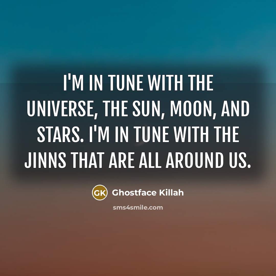 “I'm in tune with the universe, the sun, moon, and…” quote by Ghostface Killah