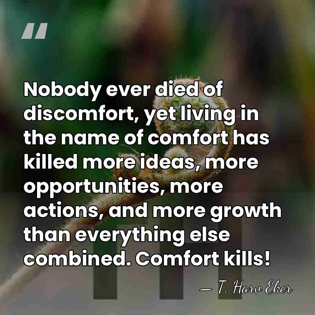 Nobody ever died of discomfort, yet living in the name of comfort&hellip; - T. Harv Eker