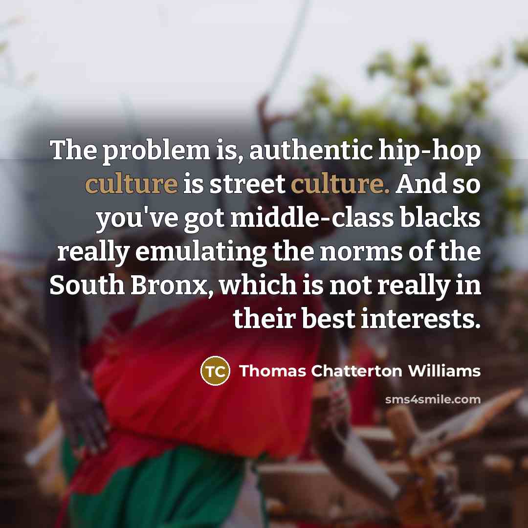 “The problem is, authentic hip-hop culture is street culture. And…” quote by Thomas Chatterton Williams