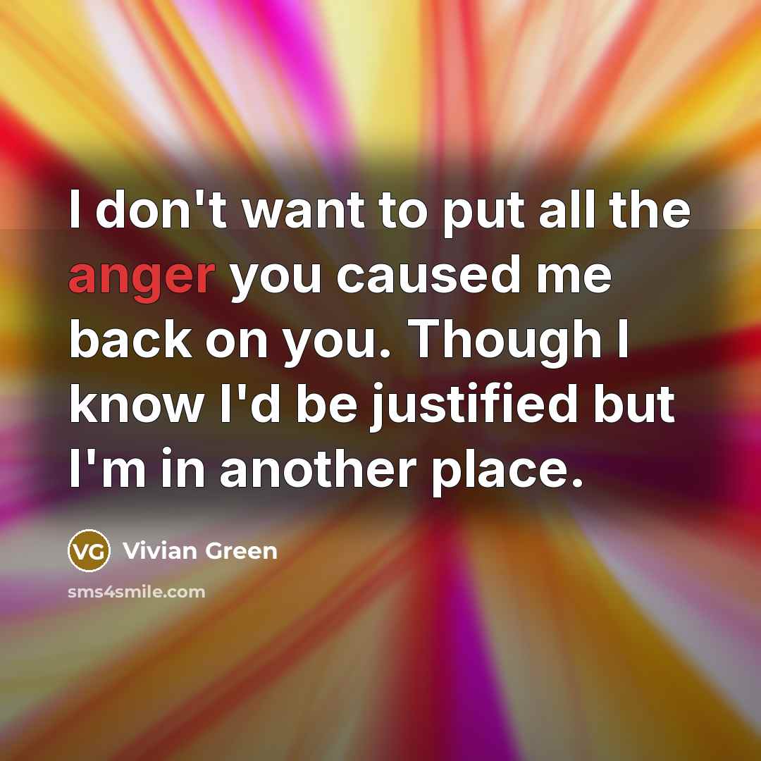 “I don't want to put all the anger you caused…” quote by Vivian Green