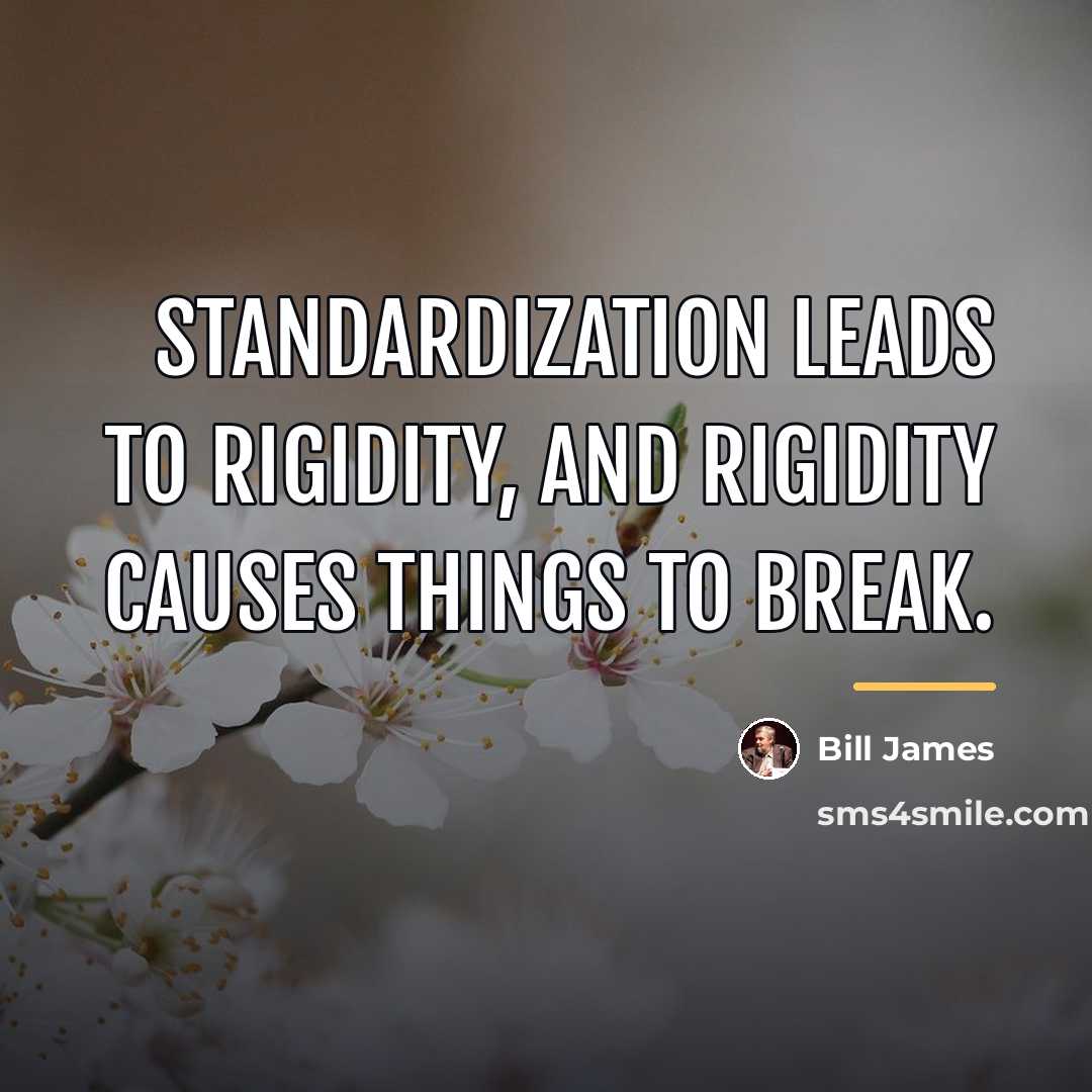 “Standardization leads to rigidity, and rigidity causes things to break.…” quote by Bill James
