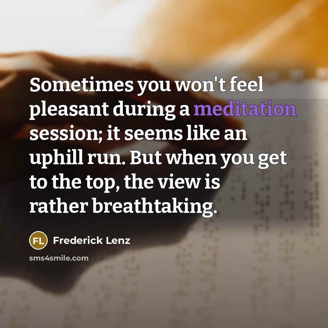 “Sometimes you won't feel pleasant during a meditation session; it…” quote by Frederick Lenz