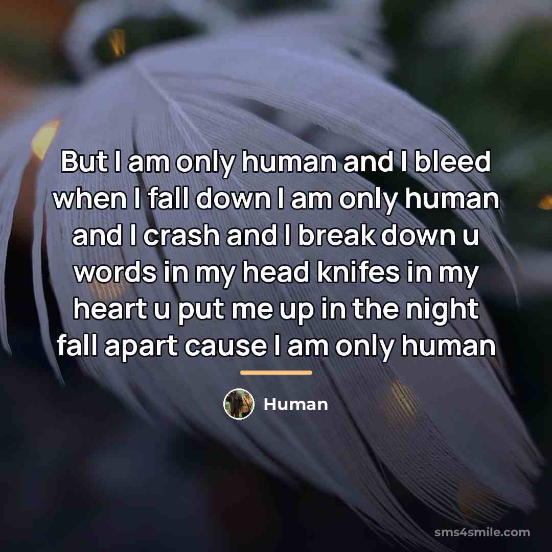 “But I am only human and I bleed when I…” quote by Human