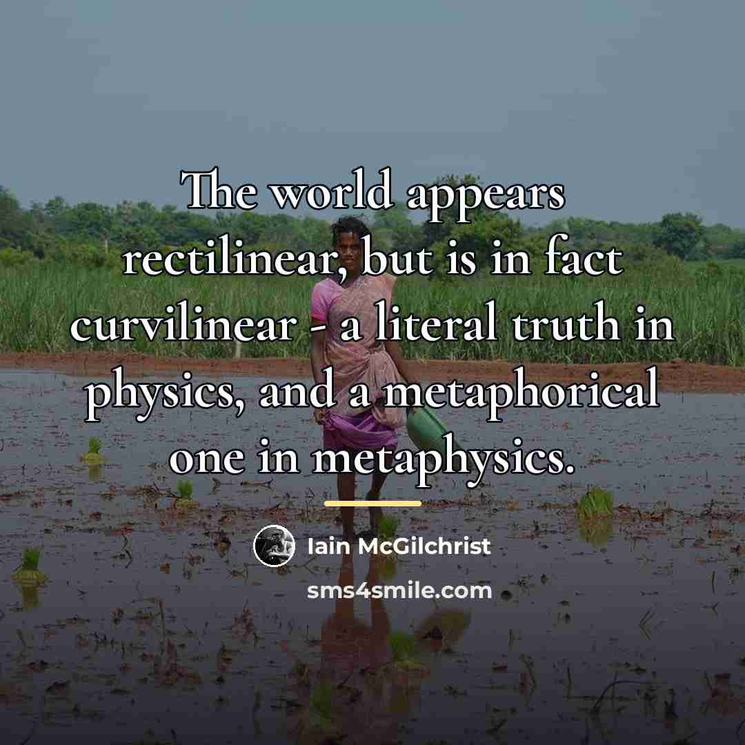 “The world appears rectilinear, but is in fact curvilinear -…” quote by Iain McGilchrist
