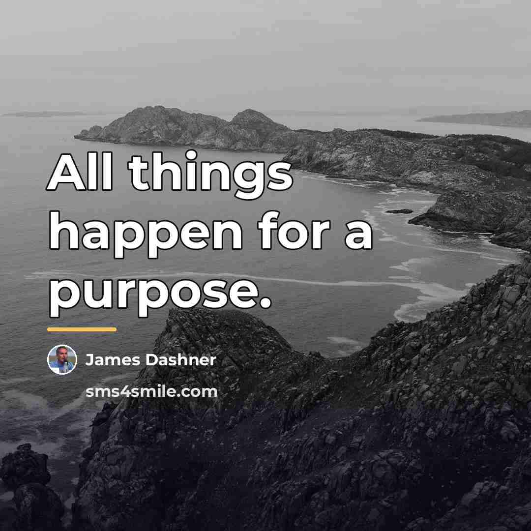 “All things happen for a purpose.…” quote by James Dashner