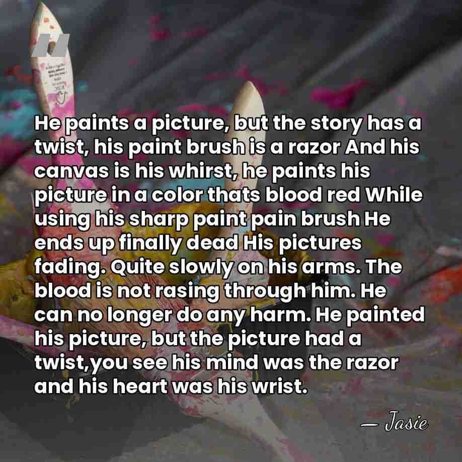 He paints a picture, but the story has a twist, his paint&hellip; - Jasie