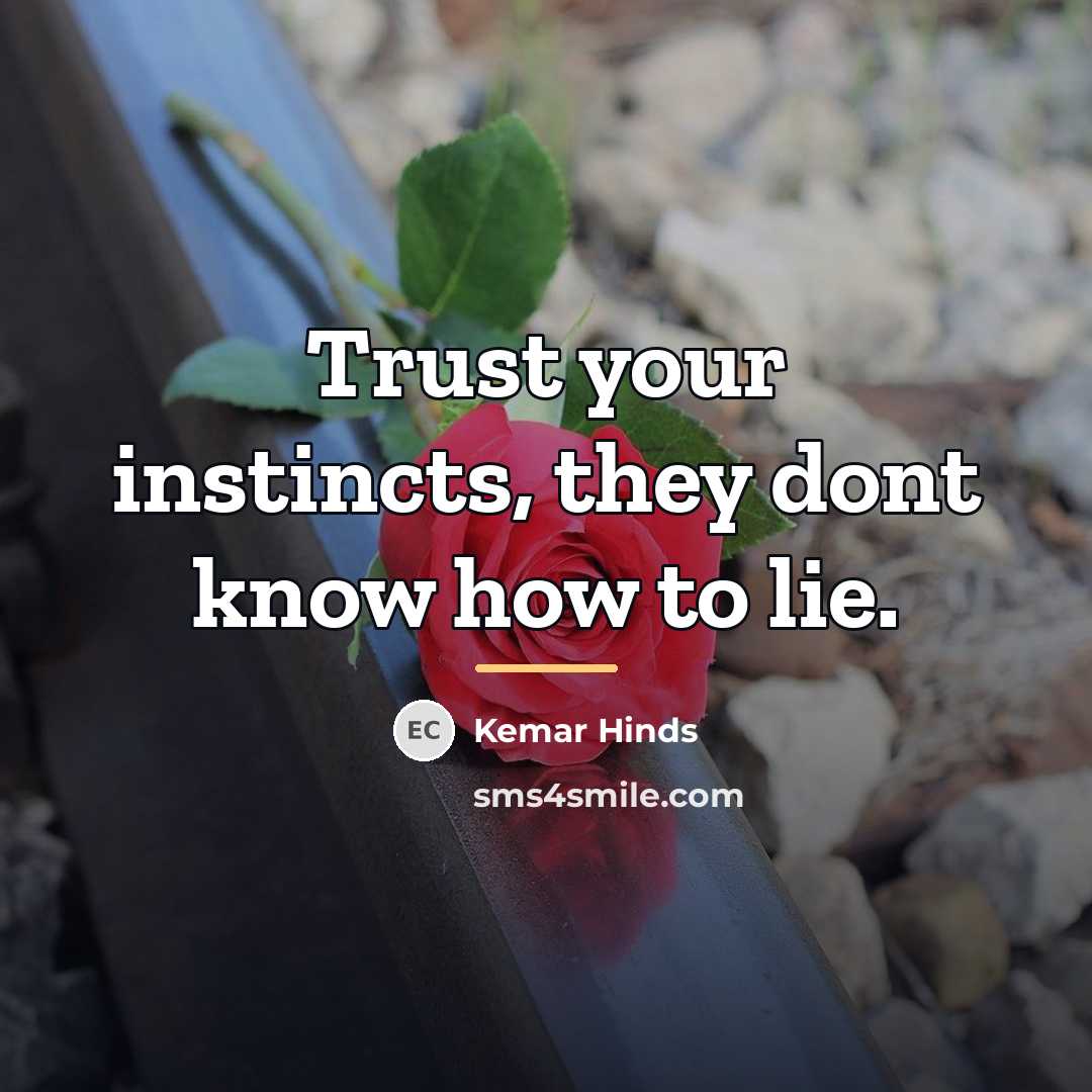 “Trust your instincts, they dont know how to lie.…” quote by Kemar Hinds