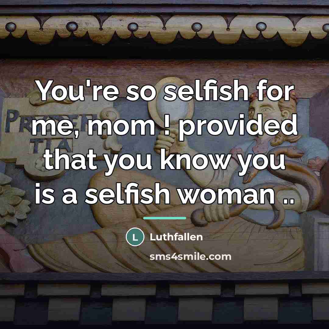 “You're so selfish for me, mom ! provided that you…” quote by Luthfallen