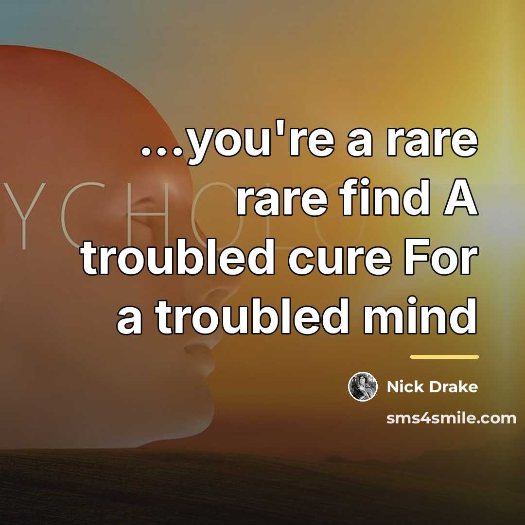 “...you're a rare rare find A troubled cure For a…” quote by Nick Drake