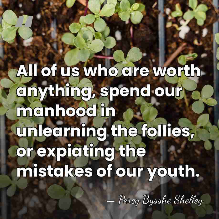 All of us who are worth anything, spend our manhood in unlearning&hellip; - Percy Bysshe Shelley