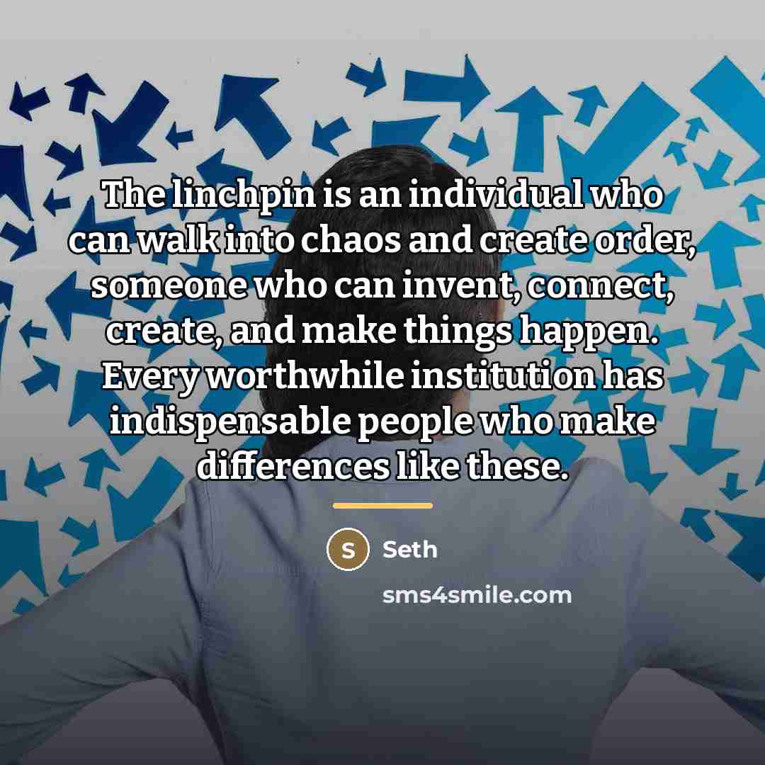 “The linchpin is an individual who can walk into chaos…” quote by Seth