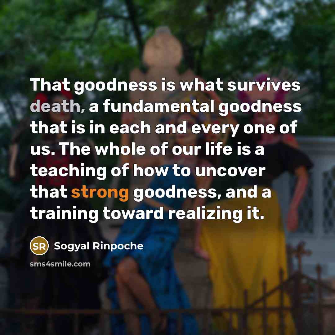 “That goodness is what survives death, a fundamental goodness that…” quote by Sogyal Rinpoche