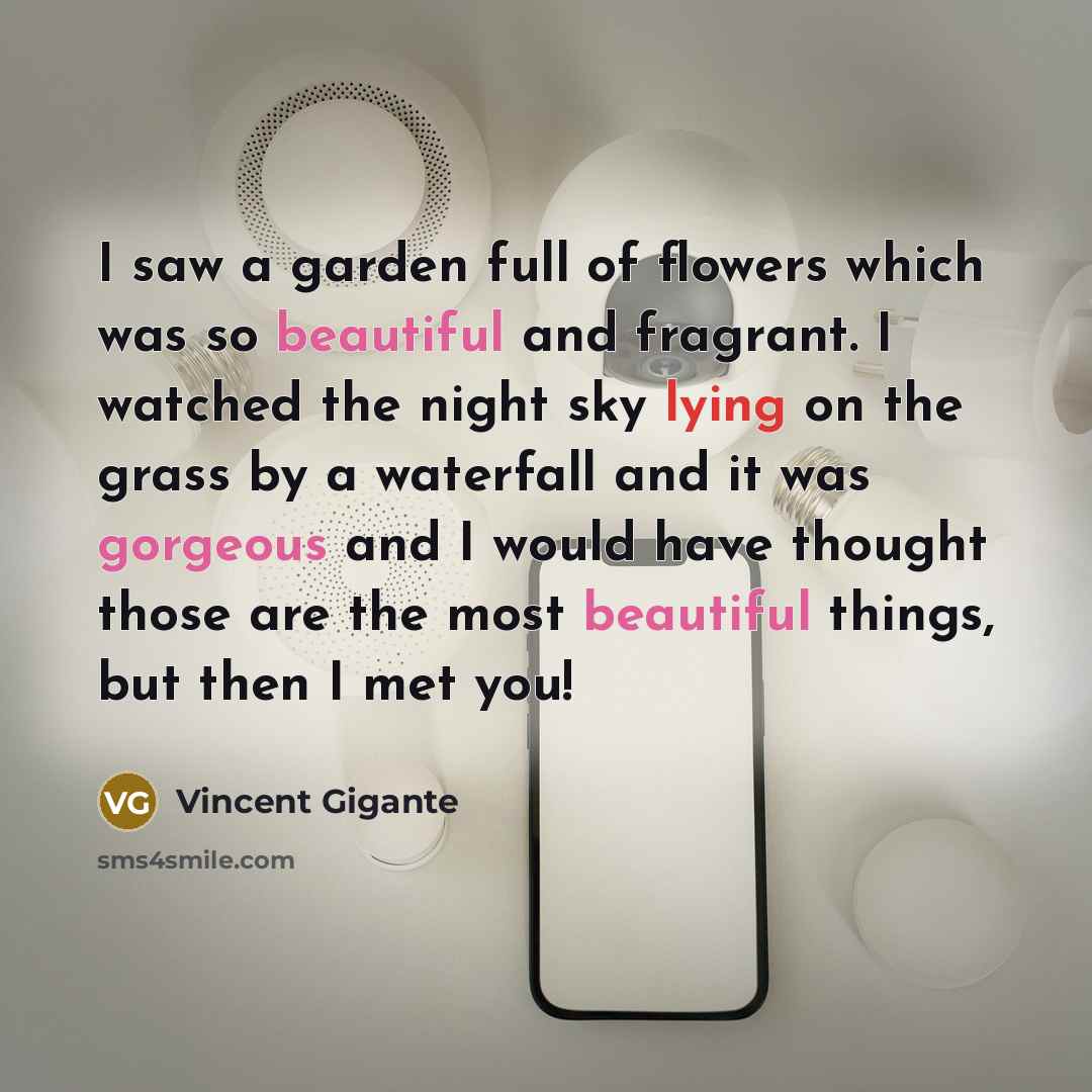 “I saw a garden full of flowers which was so…” quote by Vincent Gigante