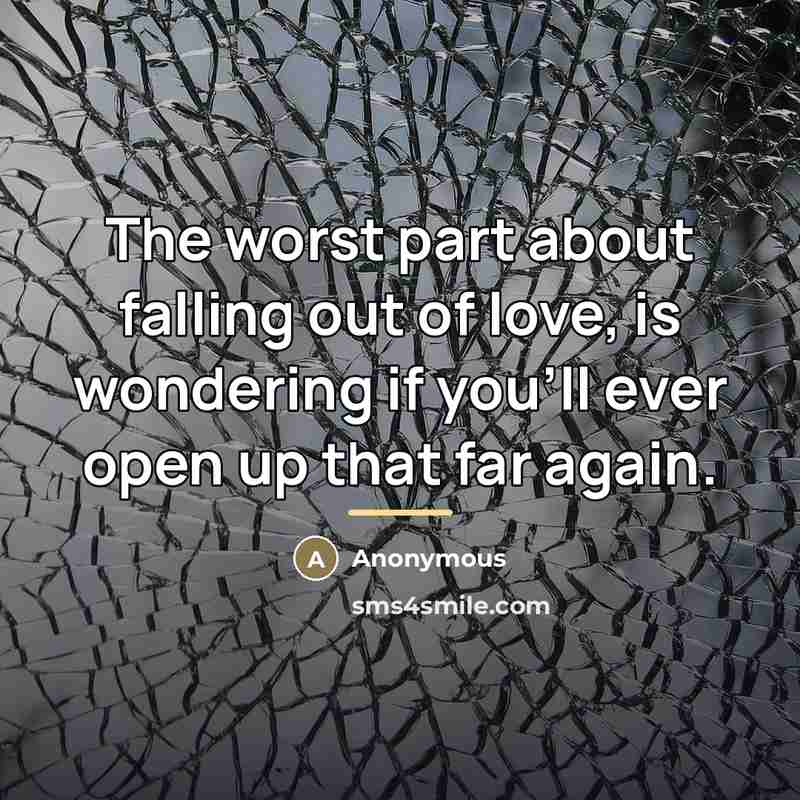“The worst part about falling out of love, is wondering…” quote by Anonymous