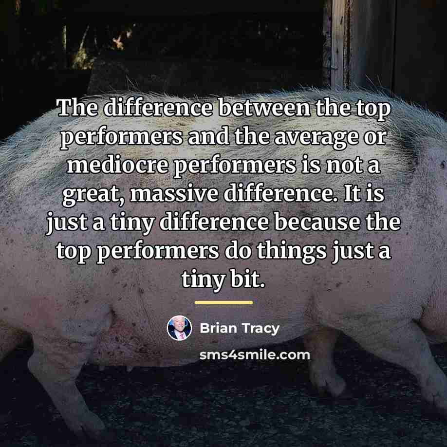 “The difference between the top performers and the average or…” quote by Brian Tracy