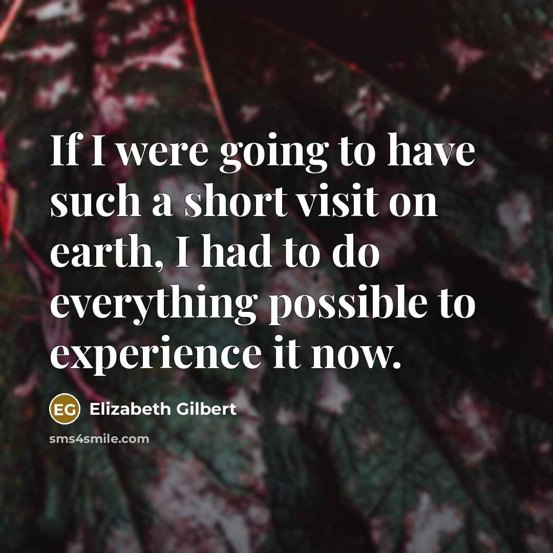 “If I were going to have such a short visit…” quote by Elizabeth Gilbert