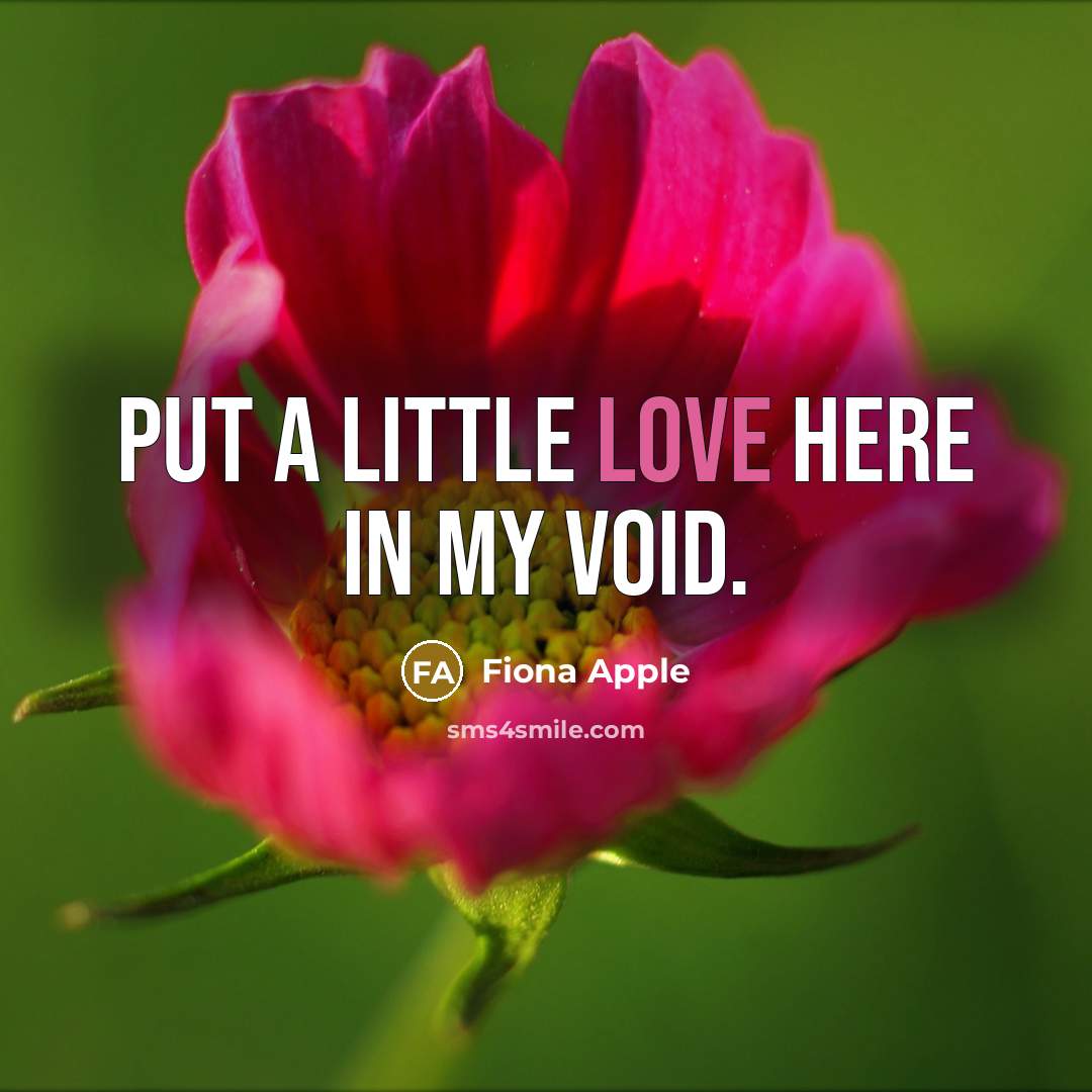 “Put a little love here in my void.…” quote by Fiona Apple