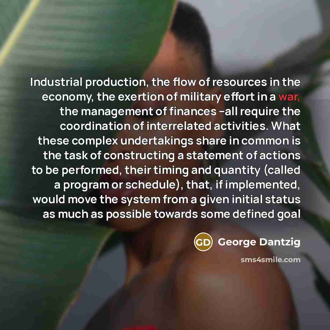“Industrial production, the flow of resources in the economy, the…” quote by George Dantzig