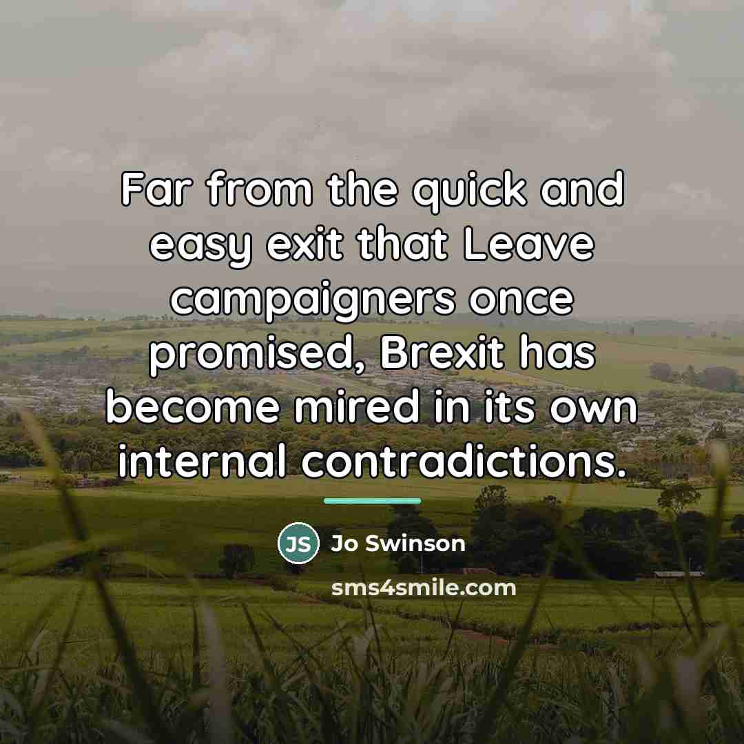 “Far from the quick and easy exit that Leave campaigners…” quote by Jo Swinson