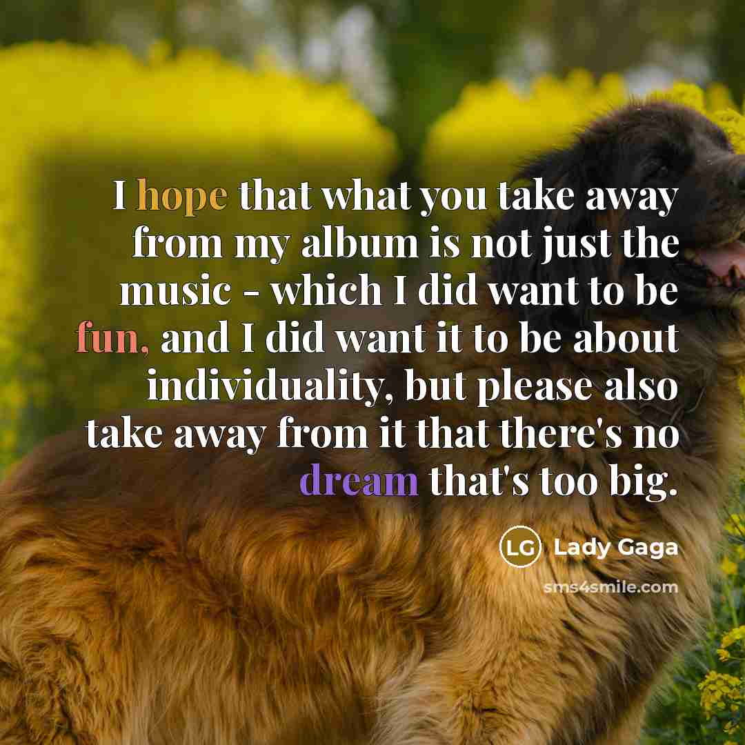 “I hope that what you take away from my album…” quote by Lady Gaga