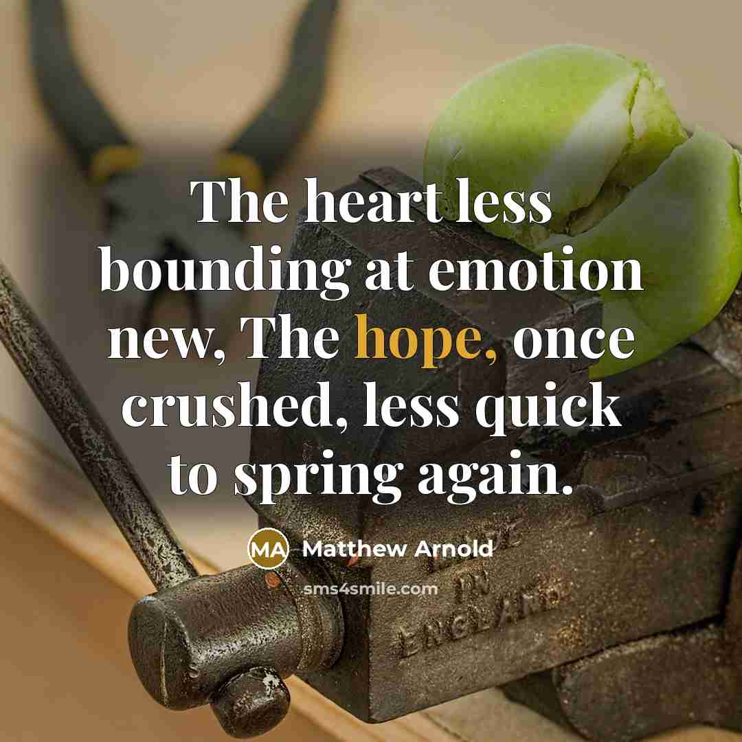 “The heart less bounding at emotion new, The hope, once…” quote by Matthew Arnold