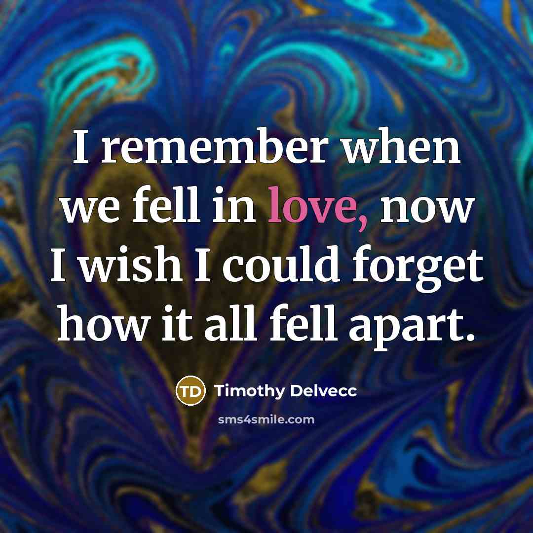 “I remember when we fell in love, now I wish…” quote by Timothy Delvecc