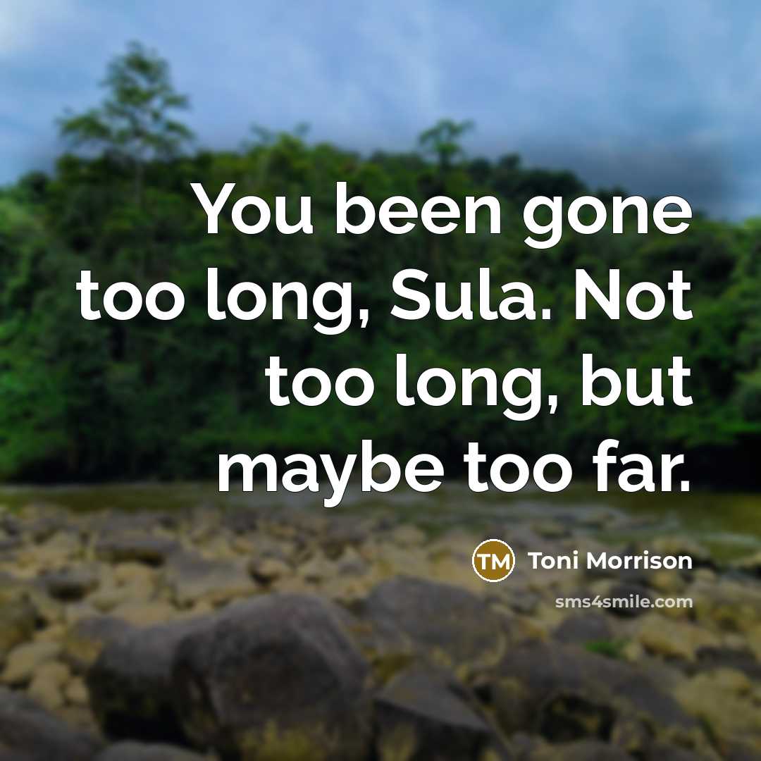 “You been gone too long, Sula. Not too long, but…” quote by Toni Morrison