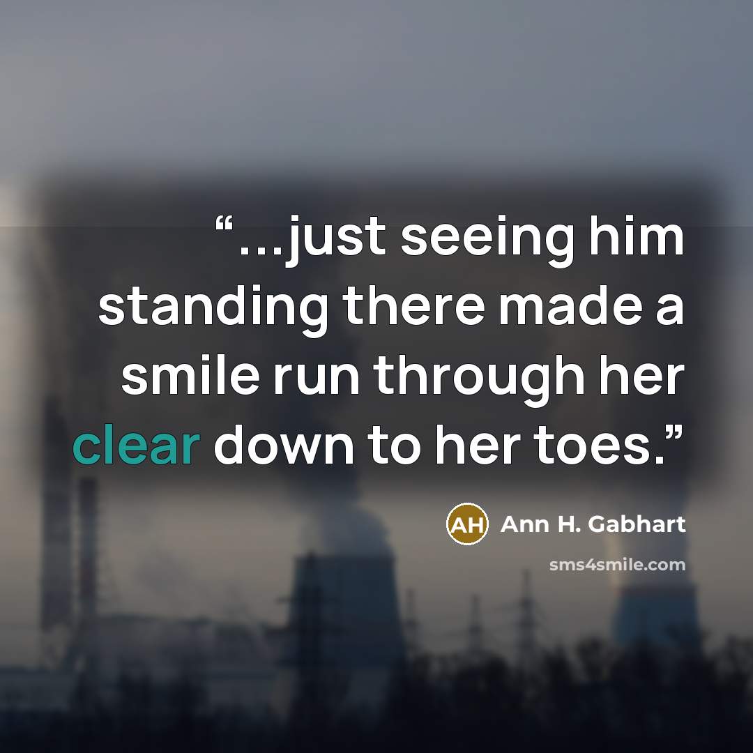 “...just seeing him standing there made a smile run through her clear down to her toes.” quote by Ann H. Gabhart