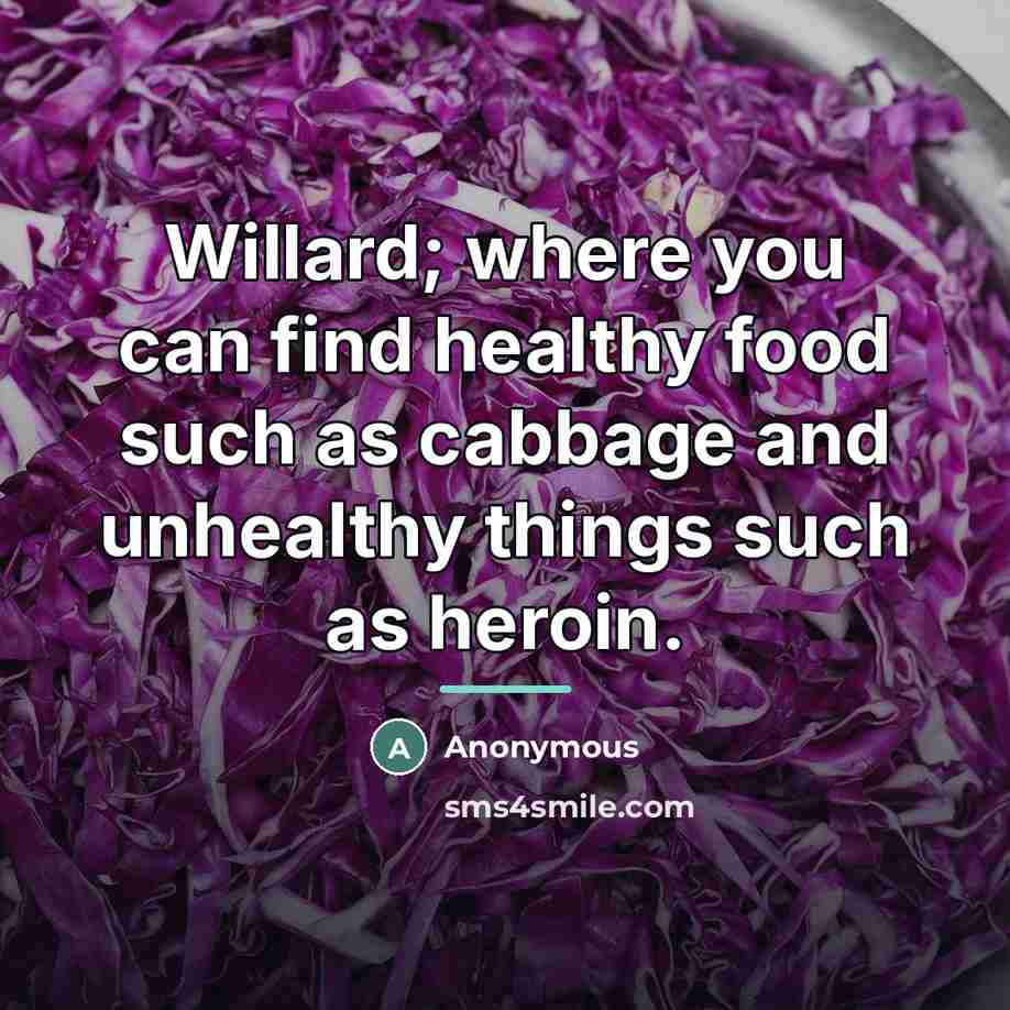“Willard; where you can find healthy food such as cabbage…” quote by Anonymous