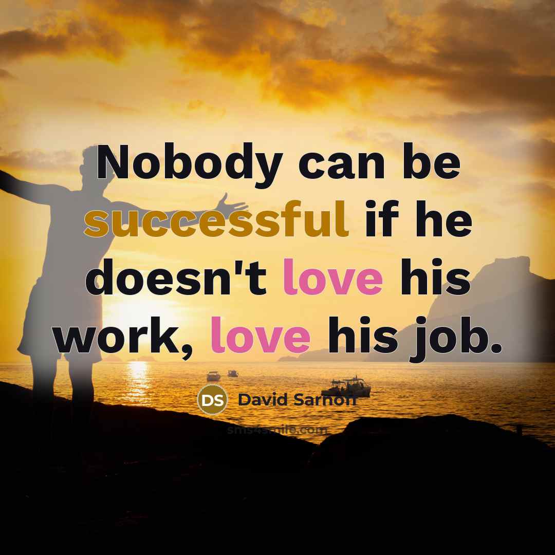 “Nobody can be successful if he doesn't love his work,…” quote by David Sarnoff