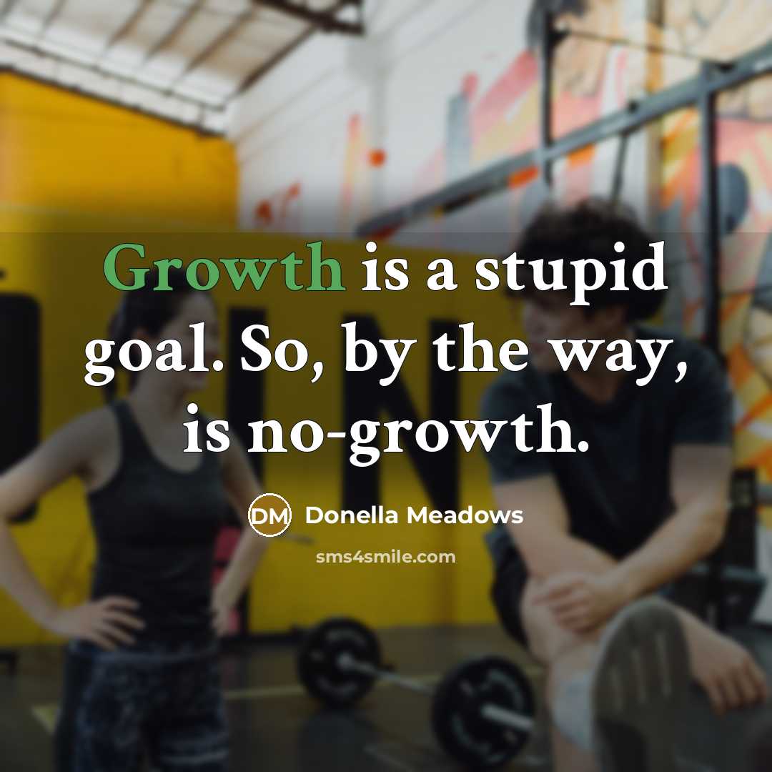 “Growth is a stupid goal. So, by the way, is…” quote by Donella Meadows