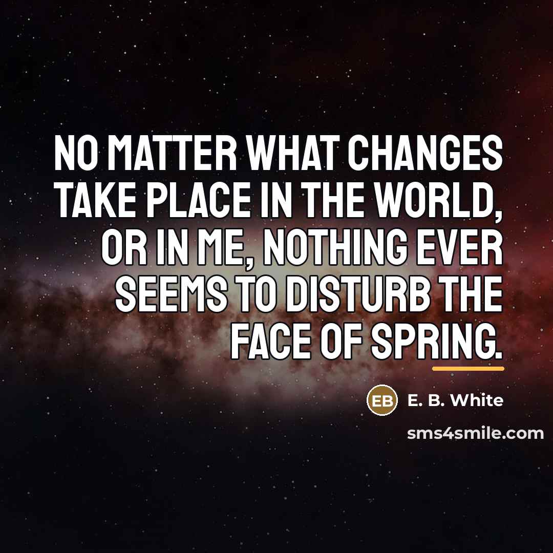 “No matter what changes take place in the world, or…” quote by E. B. White