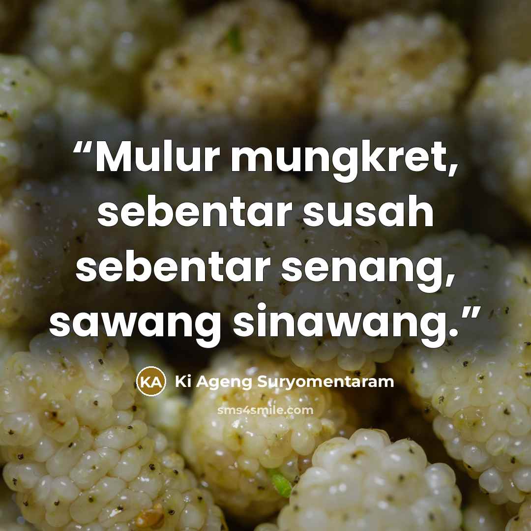 “Mulur mungkret, sebentar susah sebentar senang, sawang sinawang.” quote by Ki Ageng Suryomentaram