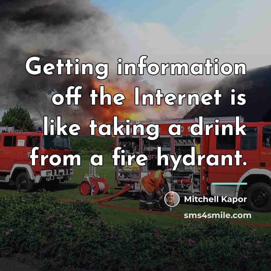 “Getting information off the Internet is like taking a drink…” quote by Mitchell Kapor