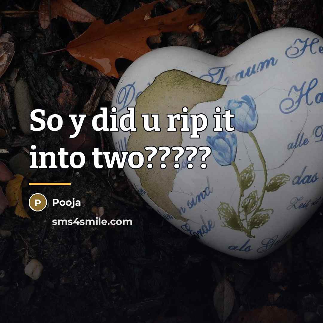 “So y did u rip it into two?????…” quote by Pooja